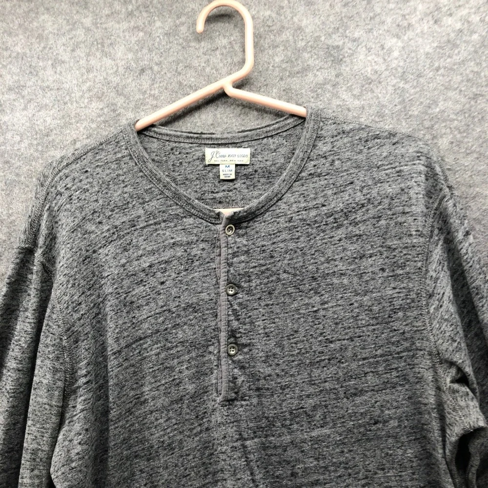 J Crew Henley Long Sleeve‎ T-Shirt Mens M Gray Heather Knit Goods Cotton